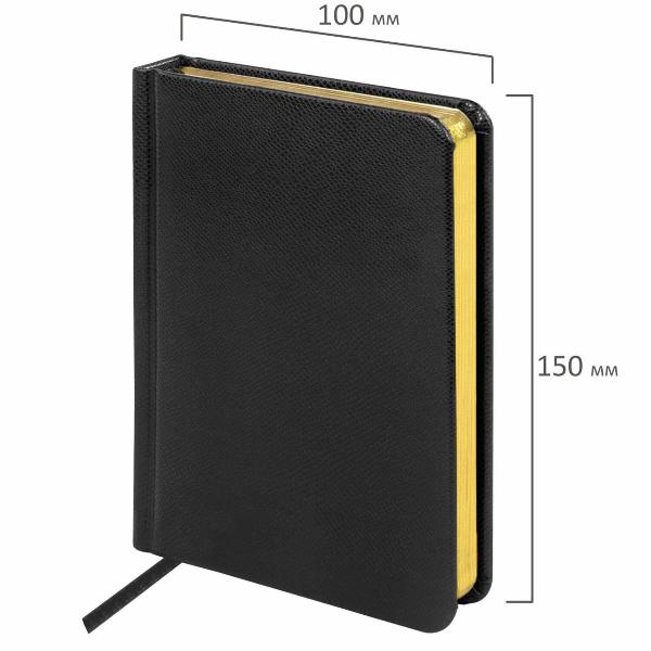 Изображение товара Ежедневник Brauberg 100х150мм А6 Iguana под кожу, 160л, черный, 125104