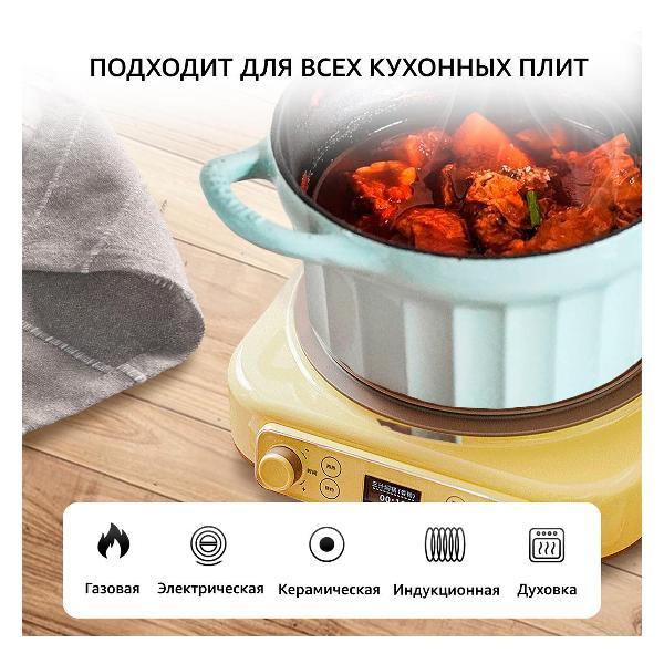 Изображение товара Кастрюля чугунная с эмалированным покрытием 16 см BUYDEEM CP541M мятная