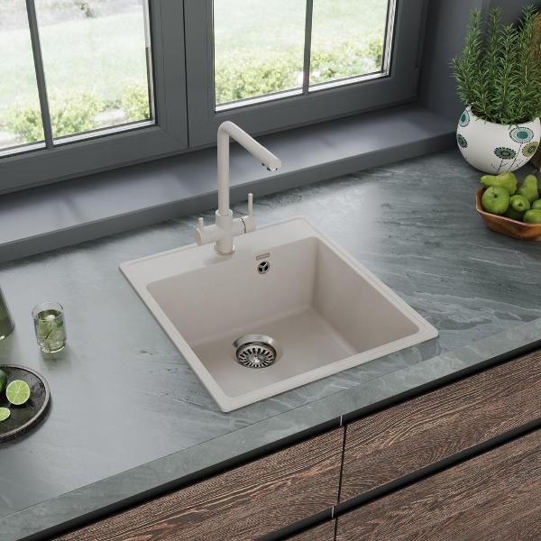 Изображение товара Мойка кухонная Maunfeld Perla 460 MFQS-460LBG светло-бежевая