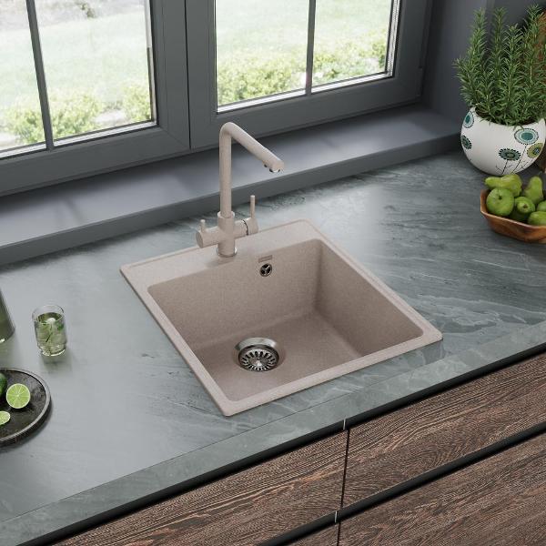 Изображение товара Мойка кухонная Maunfeld Perla 460 MFQS-460BG бежевая