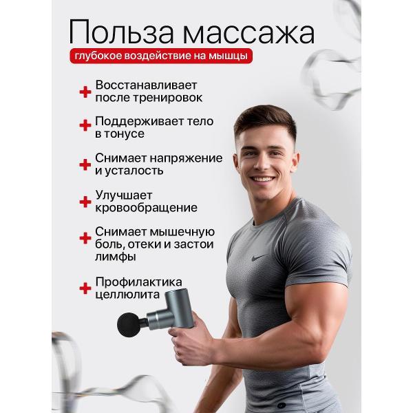 Изображение товара Перкуссионный массажер HEALO CM2318B с кейсом