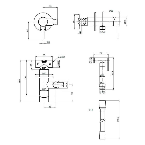 Изображение товара Гигиенический душ AQUAme Siena AQM6217BG