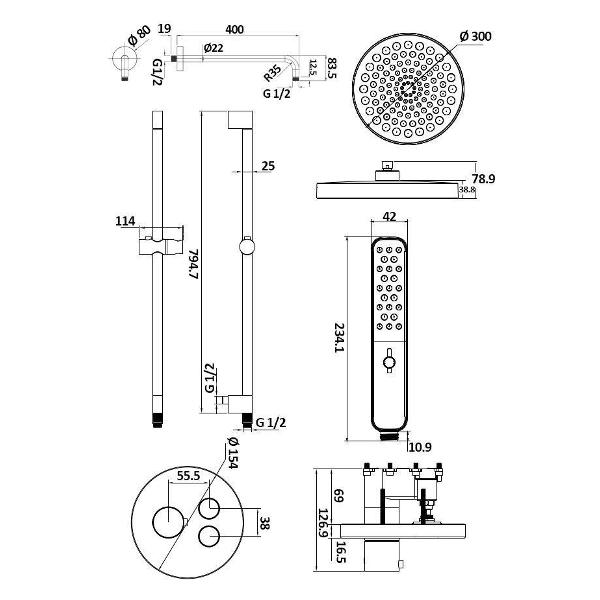 Изображение товара Душевая система AQUAme AQM8401CR