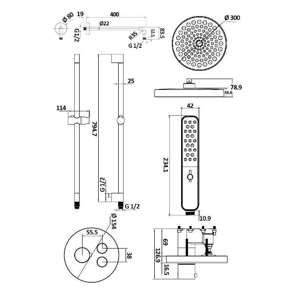 Изображение товара Душевая система AQUAme AQM8401MB