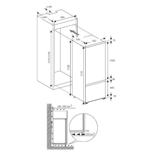 Изображение товара Встраиваемый холодильник комби Graude IKG 180.0