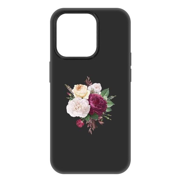 Изображение товара Чехол Krutoff Цветочная композиция для iPhone 15 Pro черный (477596)