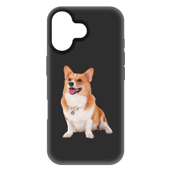 Изображение товара Чехол Krutoff Корги для iPhone 16 черный (572549)