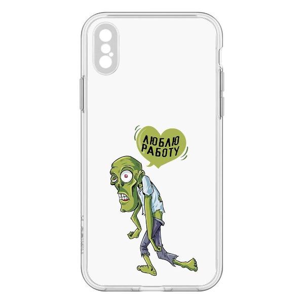 Изображение товара Чехол Krutoff iPhone XS прозрачный TPU с рисунком "Люблю Работу"