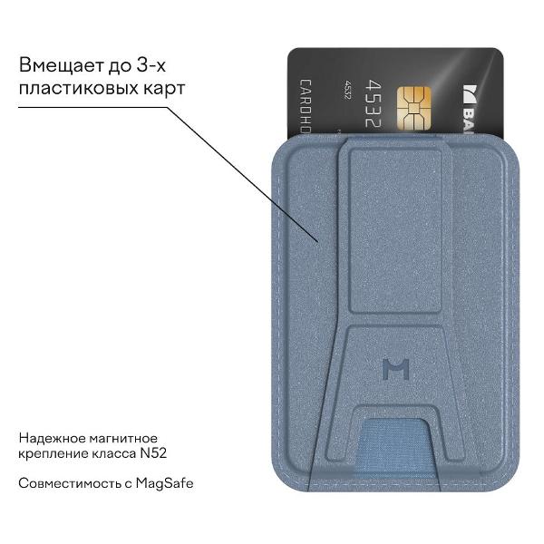 Изображение товара Кардхолдер для смартфона Magssory Duo Magnetic Kickstand Wallet Magsafe кобальт