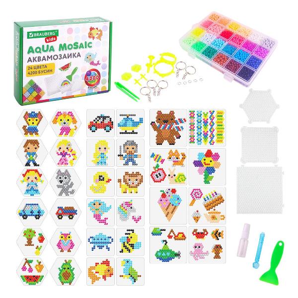 Изображение товара Аквамозаика Brauberg 24 цвета 4200 бусин 664916