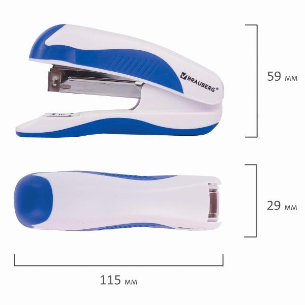 Изображение товара Степлер Brauberg №10 ЭРГОНОМ BRG JET PRO 12л, бело-синий