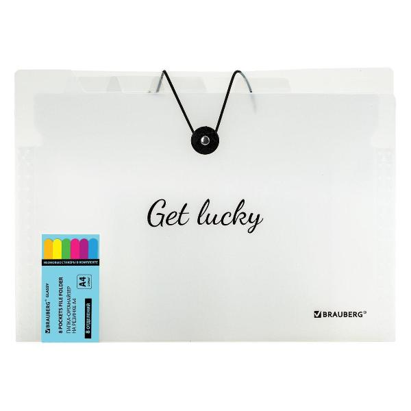 Изображение товара Папка А4 для документов Brauberg 8 отделений, Glassy, А4, прозрачная, 271928