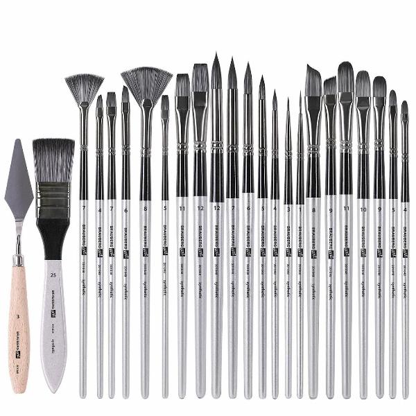 Изображение товара Кисть художественная Brauberg синтетика 23шт пенал-скрутка +мастихи 201048