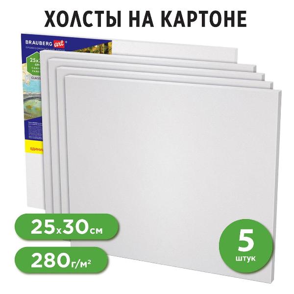 Изображение товара Холст на подрамнике Brauberg НАБОР 5шт 25х30см 280г/м2 192504