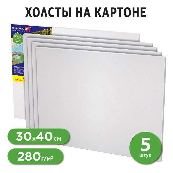 Изображение товара Холст на подрамнике Brauberg НАБОР 5шт 30х40см 100% хлоп 192505