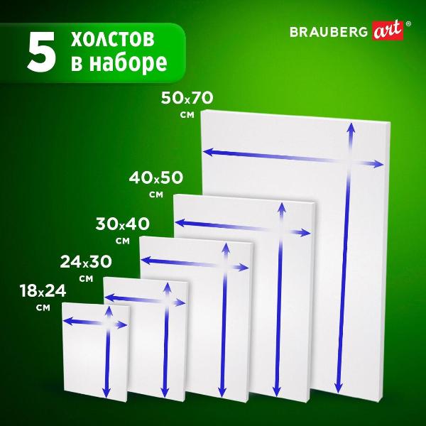 Изображение товара Холст на подрамнике Brauberg НАБОР 5шт 380г/м2 192506