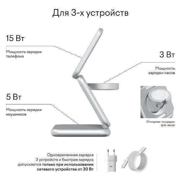 Изображение товара Беспроводное зарядное устройство Magssory WCH063 Silver