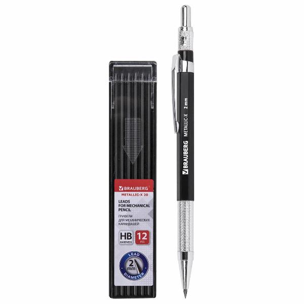 Изображение товара Карандаши Brauberg мех. цанг 2мм METALLIC-X +грифели 12ш 181967