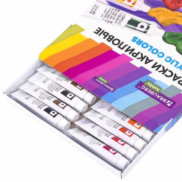 Изображение товара Краски Brauberg HOBBY 24цв по 12мл тубы 192404