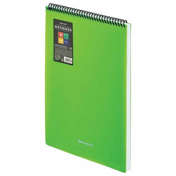 Изображение товара Блокнот А4 Brauberg 80л спираль Metropolis зеленый 115575