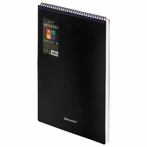 Изображение товара Блокнот А4 Brauberg 80л спираль Metropolis черный 115577