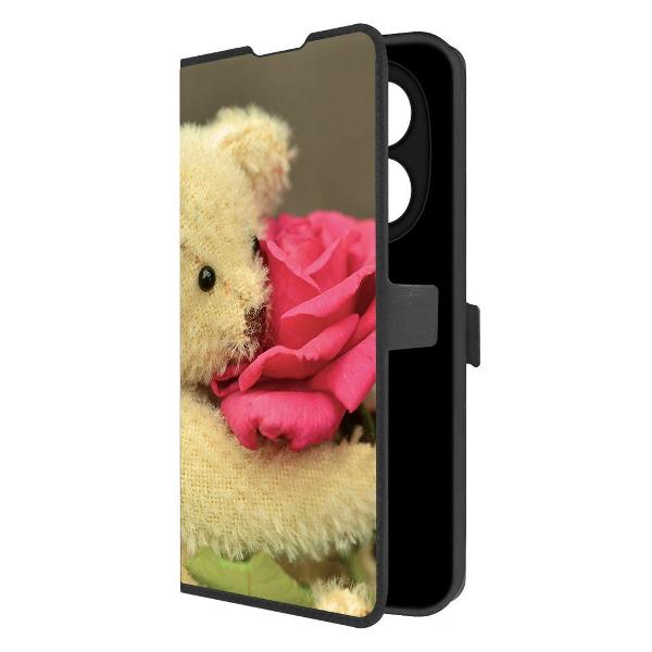 Изображение товара Чехол для Xiaomi Redmi Note 14 Pro 4G Krutoff Медвежонок с розой, коврик кожаный на магните