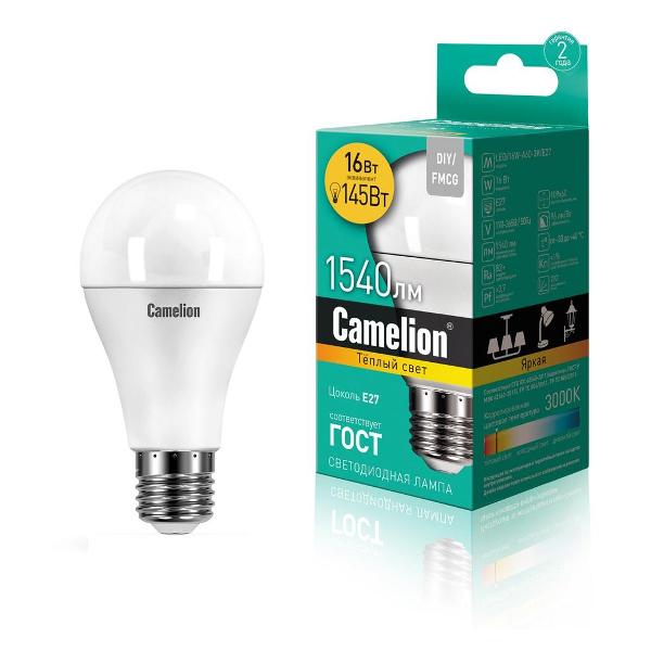 Изображение товара Лампа Camelion LED/16W-A60-3K/E27 10шт