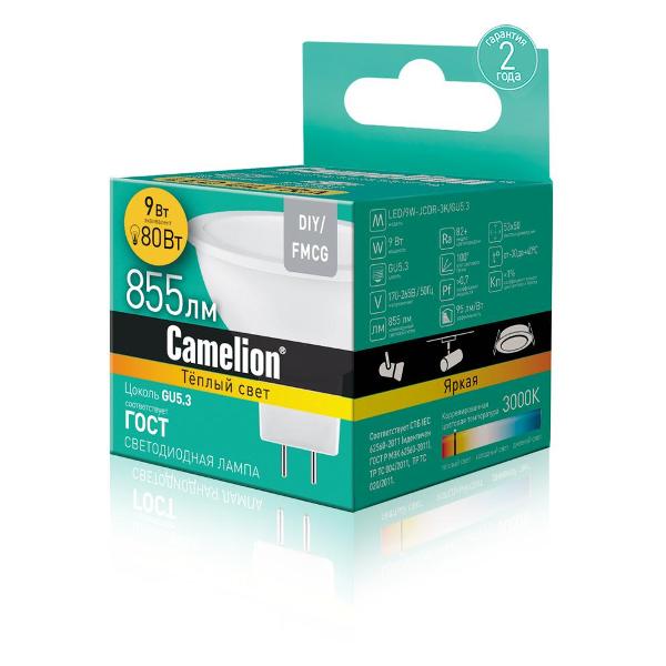 Изображение товара Лампа Camelion LED/9W-JCDR-3K/GU5.3