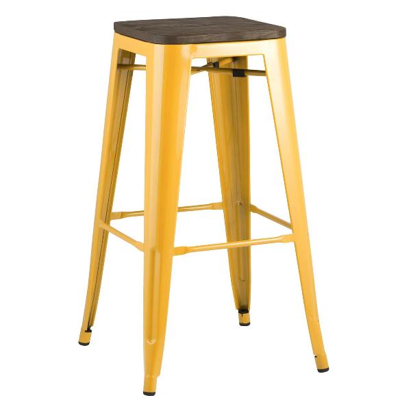 Изображение товара Стул барный Stool Group TOLIX желтый глянцевый + темное дерево