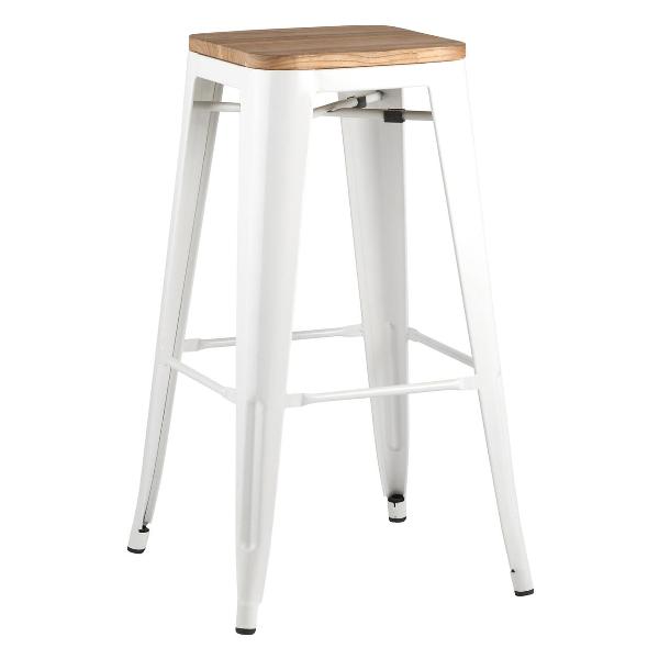 Изображение товара Стул барный Stool Group TOLIX белый глянцевый + светлое дерево