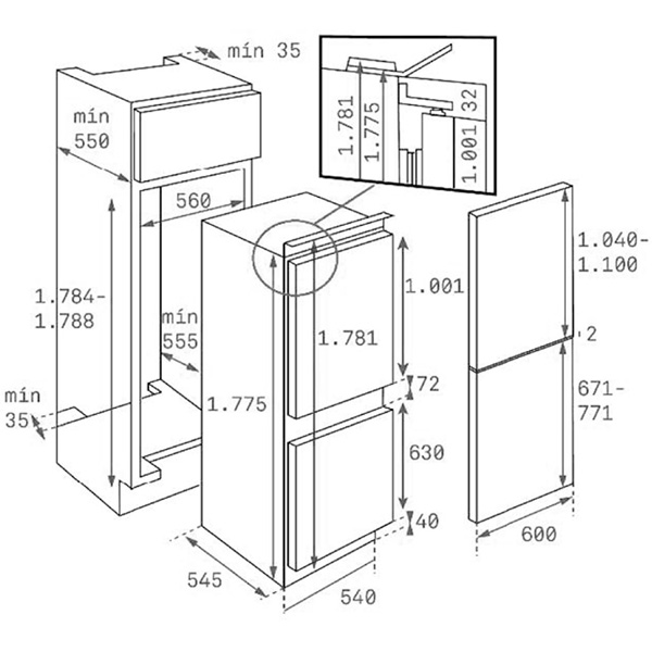 Изображение товара Встраиваемый холодильник комби Teka CI3 320 (RU)