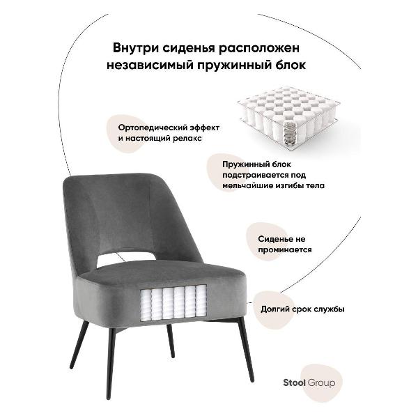 Изображение товара Кресло Stool Group лаунж Бостон велюр темно-серое