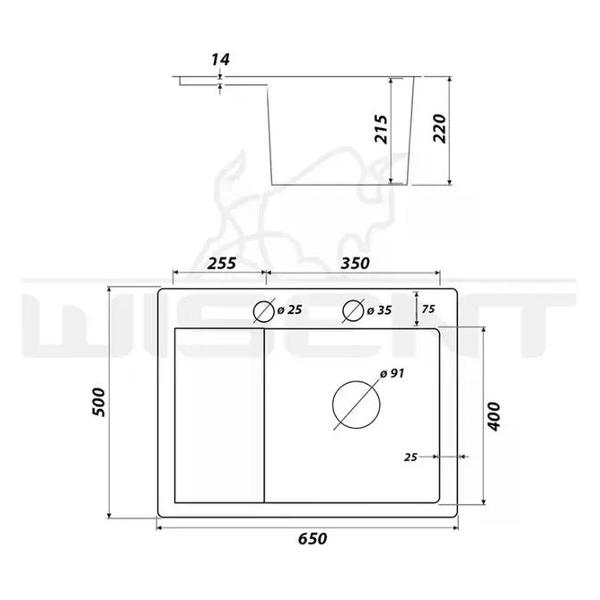 Изображение товара Мойка кухонная Wisent WS36550B-R/W02-114B/W405B/W302644B