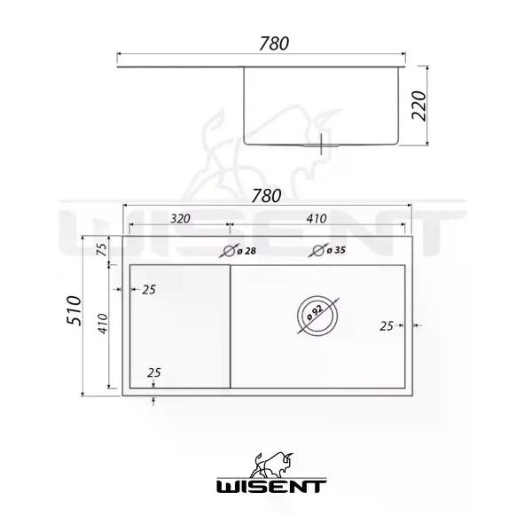 Изображение товара Мойка кухонная Wisent WS37851-R/W02-114/W405A/W302644
