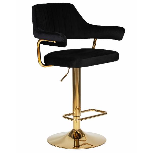 Изображение товара Стул барный DOBRIN Charly Gold LM-5019 черный велюр