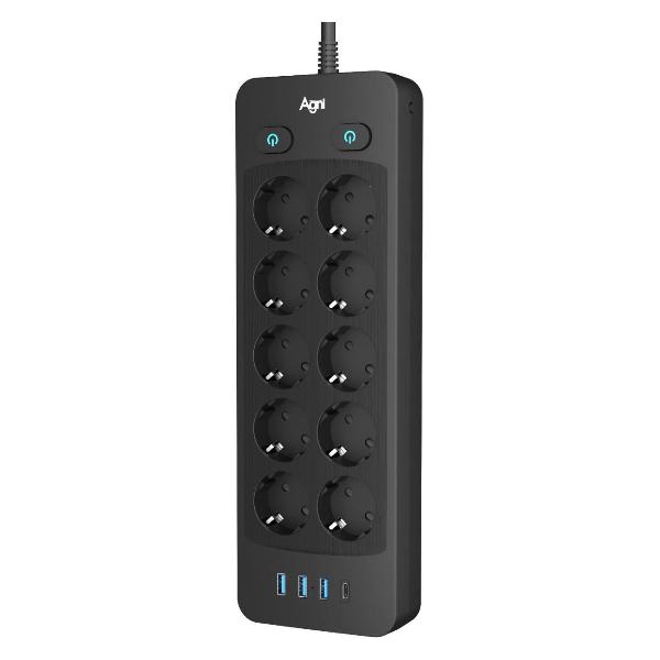 Изображение товара Сетевой фильтр AGNI TP-FO4U10E-С-3m-black