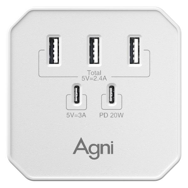 Изображение товара Сетевое зарядное устройство AGNI TP-WB2U3E White