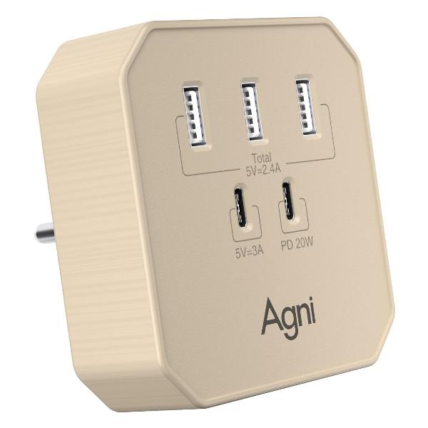 Изображение товара Сетевое зарядное устройство AGNI TP-WB2U3E слоновая кость