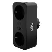 Изображение товара Тройник для розетки AGNI TP-WB2U2E-black