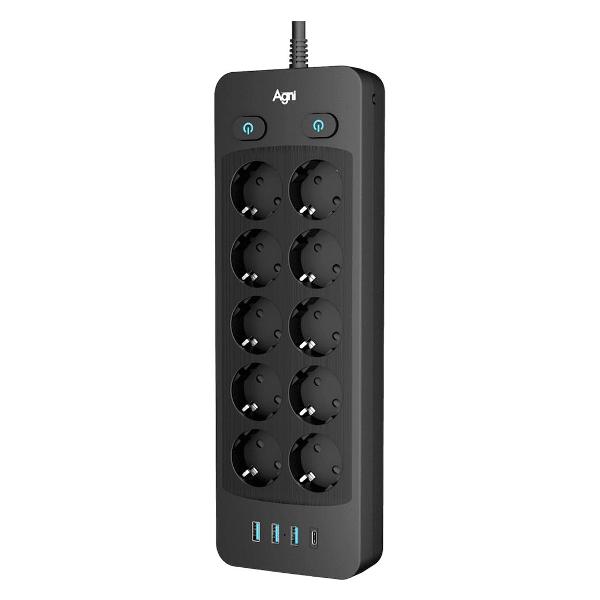 Изображение товара Сетевой фильтр AGNI TP-FO4U10E-С-5m-black