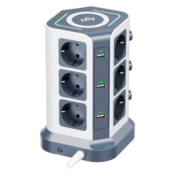 Изображение товара Сетевой фильтр AGNI TP-VG6U12E-C-W-2m-grey-white