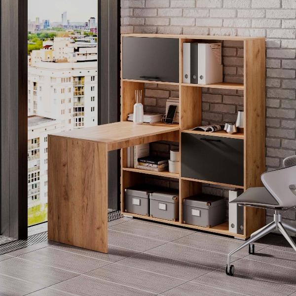 Изображение товара Стол компьютерный Трия "Куба" Дуб Крафт Золотой/Графит Серый