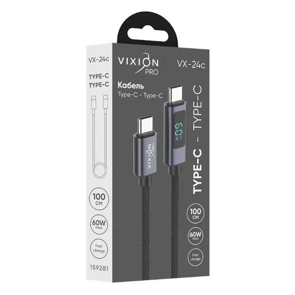 Изображение товара Кабель Vixion VX-24c Power Delivery Type-C 60W 1м серый