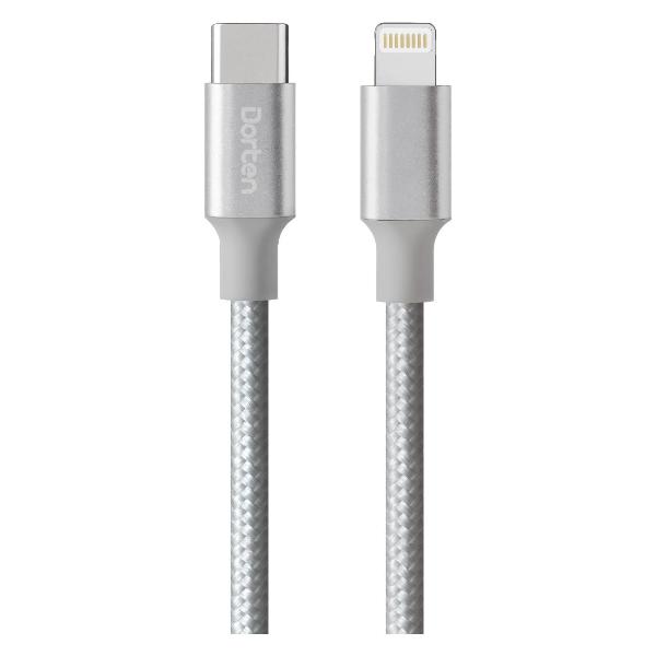 Изображение товара Кабель Dorten USB-C  to Lightning 27W/3A PD Metallic Series 1.2м Silver