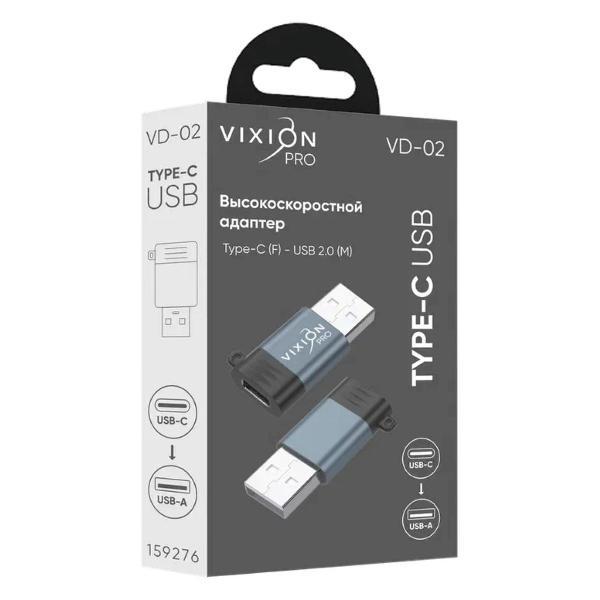 Изображение товара Адаптер Vixion VD-02 Type-C - USB2.0 серый
