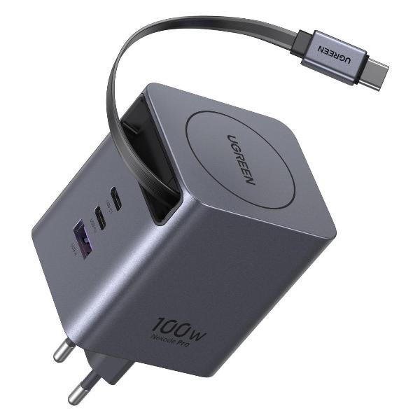 Изображение товара Сетевое зарядное устройство uGreen X616 (65828) 100W 2*USB-C&USB-A Cable серый космос