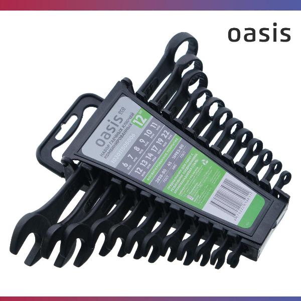 Изображение товара Набор ручного инструмента OASIS ECO комбинированных, 12 шт. в холдере фосфатированные