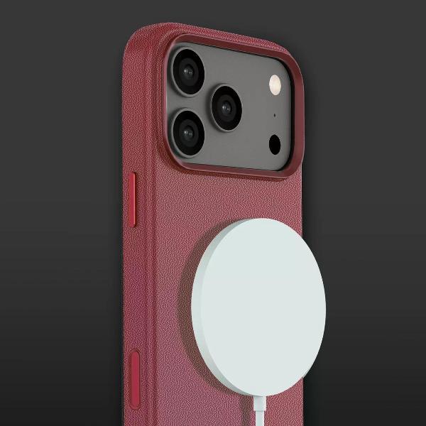 Изображение товара Чехол Deppa Eco Leather MagSafe iPhone 17 Pro, бордовый, 84306