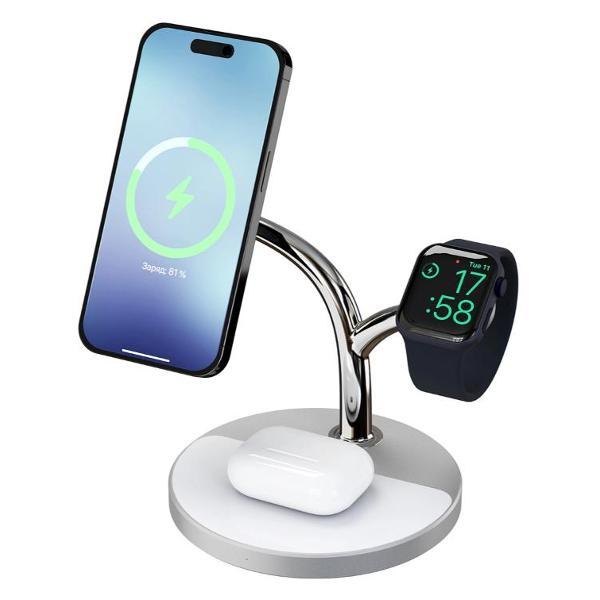 Изображение товара Беспроводное зарядное устройство LYAMBDA MagSafe 3в1 LWI12 White