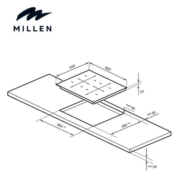 Изображение товара Встраиваемая индукционная панель независимая Millen MIH 602 BL